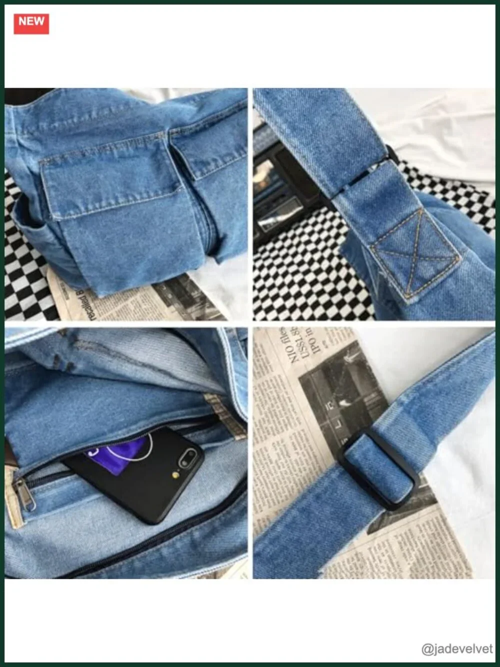 Denim Canvas Messenger Bag Tote Crossbody Adjustable Strap